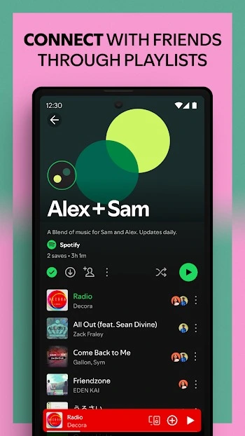 Spotify Mod APK Unlocked All menu showing unlimited skips and no ads settings enabled