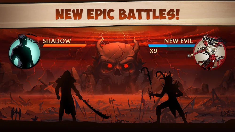 Shadow Fight 2 Mod APK gameplay battle scene